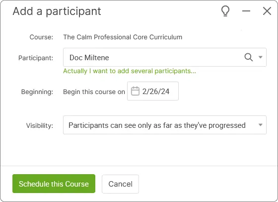 Add a participant to your course with just a few clicks.